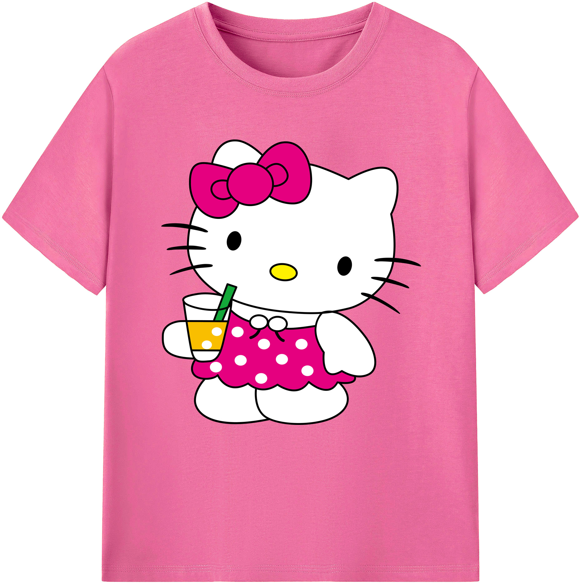 （画像用） Hello Kitty ハローキティ レディースカジュアルプリントTシャツ（綿100％）
